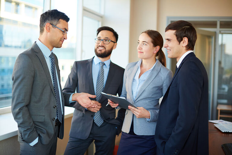 Listening to business partner Image description